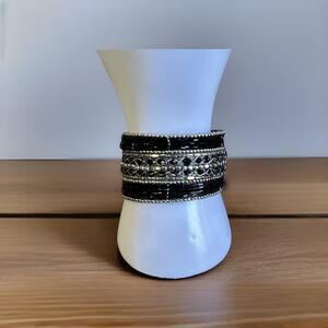 Cute Beaded Boho Cuff Bracelet. Measures 1.5"